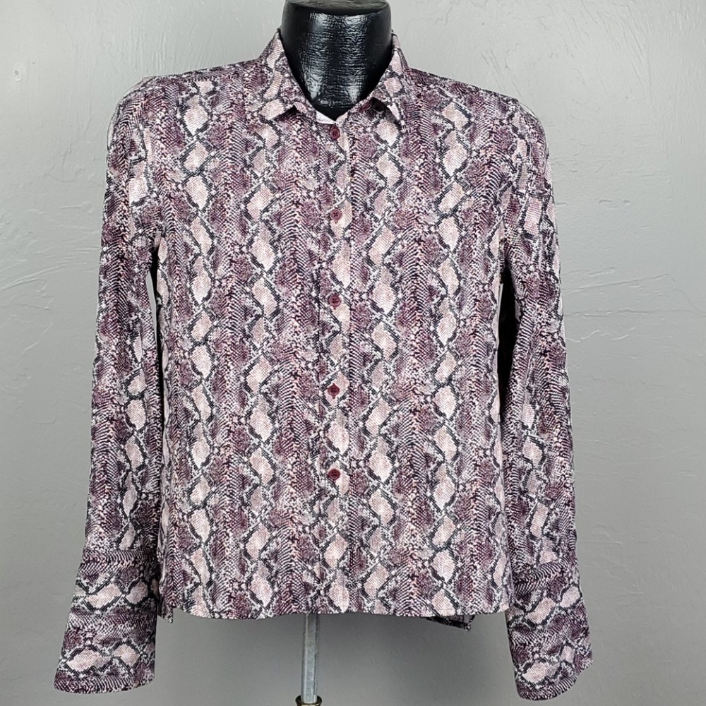 Equipment Silk Animal Print Blouse Women's Size S Button Up Long Sleeve Leopard